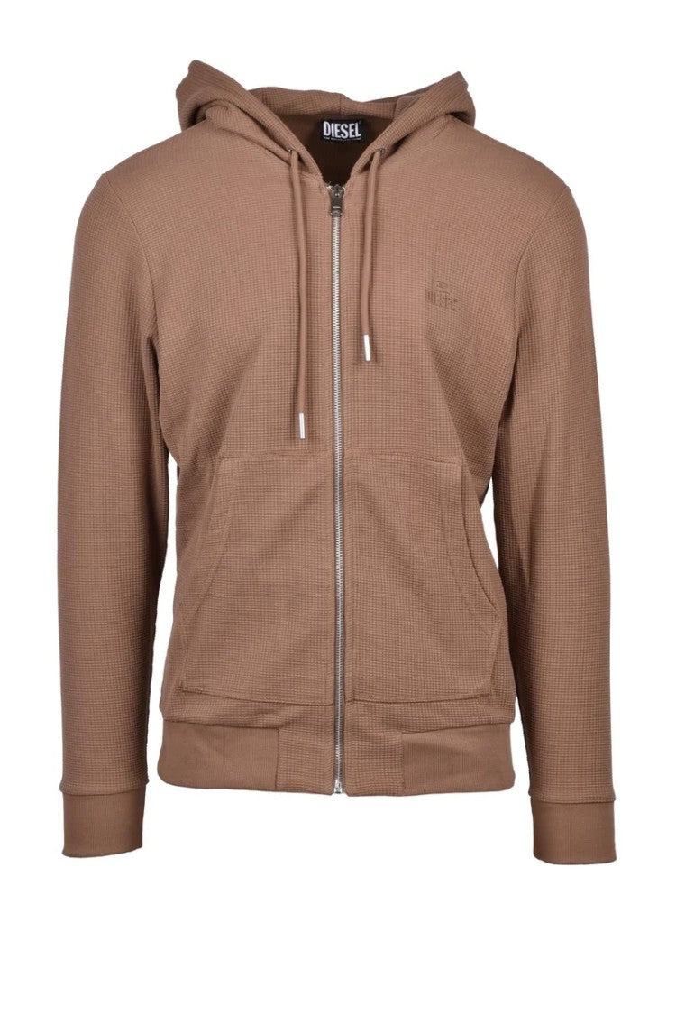 Diesel Zip Hoodie Sweatshirt - Brown