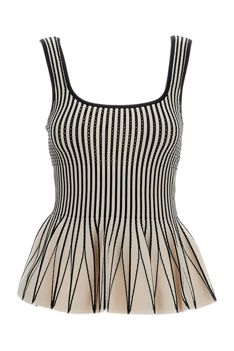 Elisabetta Franchi Bicolour Geometric Pattern Knit Top
