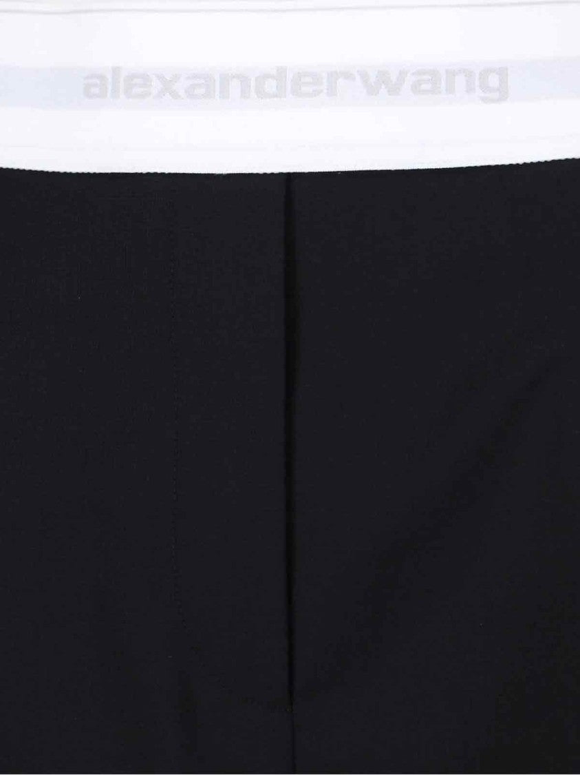 Alexander Wang High-Waisted Black Wool Shorts With Elastic Waist