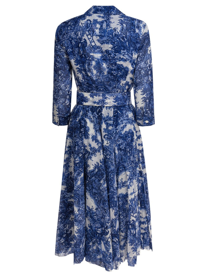 Samantha Sung Blue Toile Print Dress