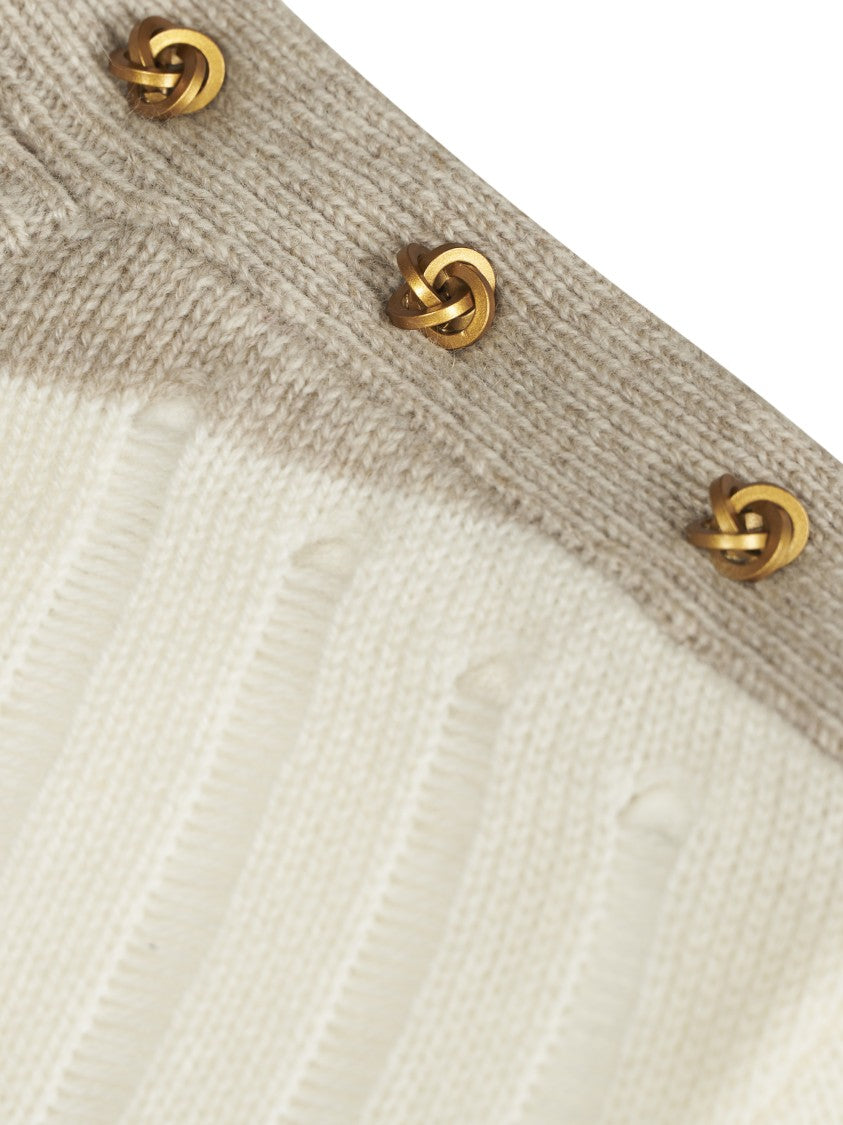 Max Mara Ribbed Top With Decorative Shoulder Buttons