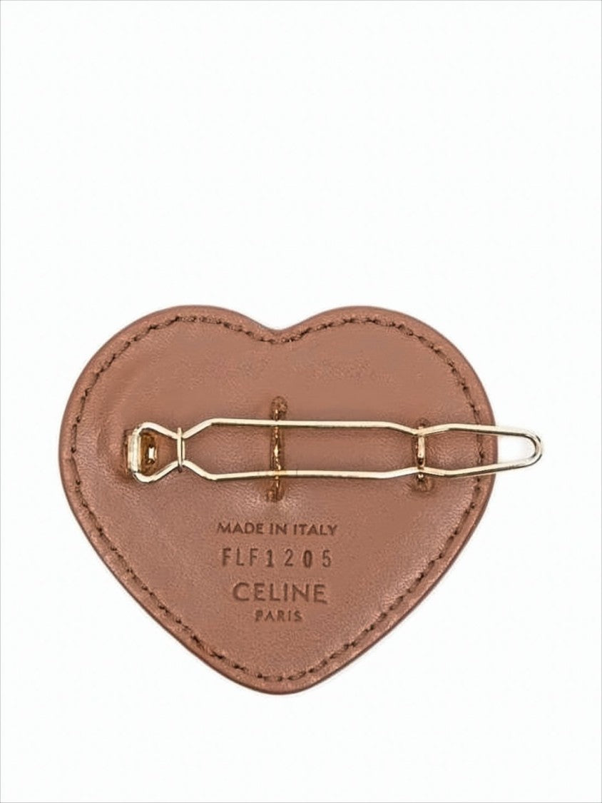 Celine Heart-Shaped Calf Leather Hair Clip