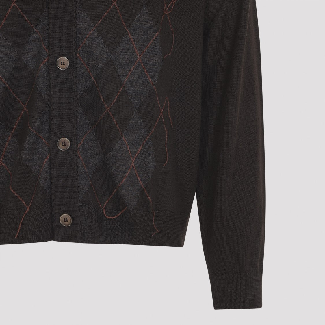 Our Legacy Argyle Patterned Wool Cardigan With Pointed Collar