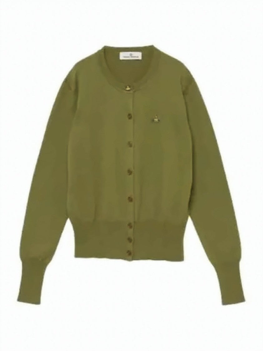 Vivienne Westwood Knit Cardigan With Classic Round Neckline And Embroidered Emblem