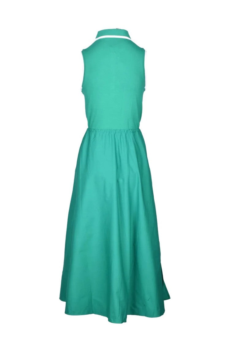 Tommy Hilfiger Green Polo-Collar Flared Dress