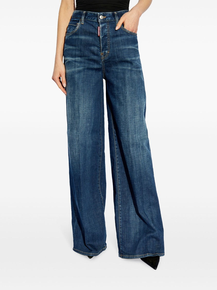 Dsquared2 Loose Fit Extra-Wide Leg Denim Jeans