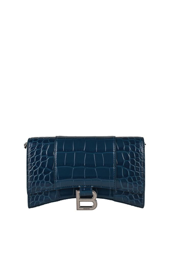 Balenciaga Crocodile-Embossed Calf Leather Hourglass Wallet On Chain