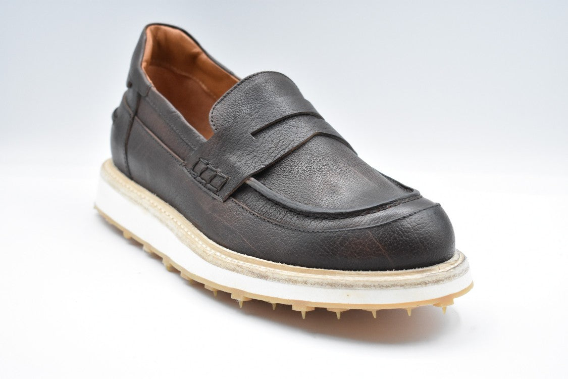 Ernesto Dolani Beige Moccasin Shoes With Penny Strap Design