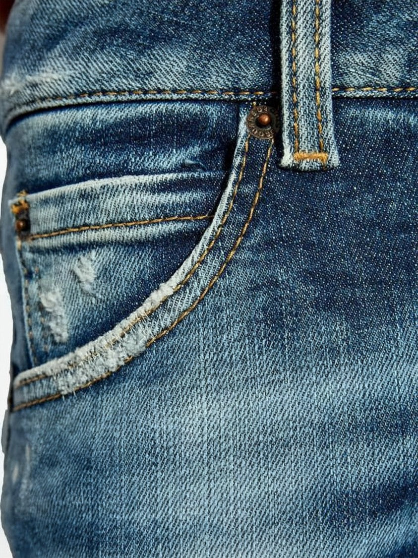 Dsquared2 Medium Blue Wash Denim Pants With Tapered Leg