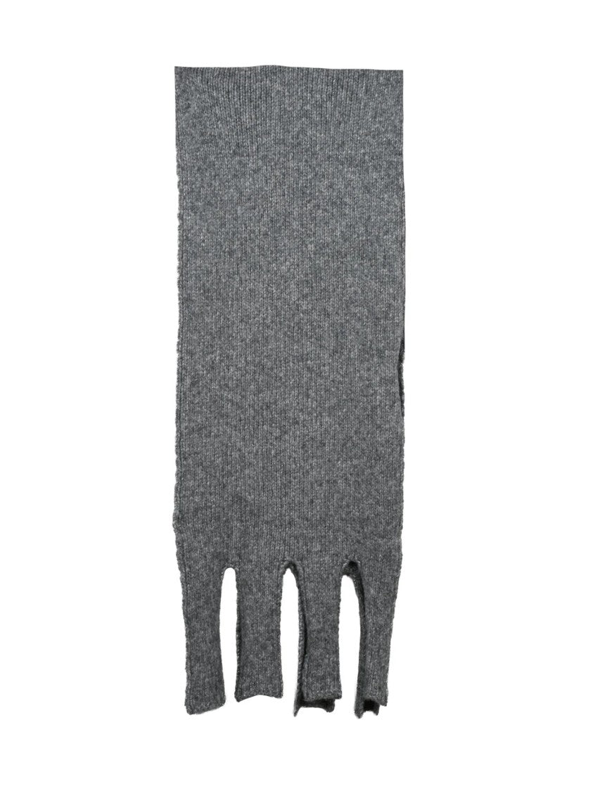 Alpha Studio Grey Textured Luminous Wool-Blend Scarf