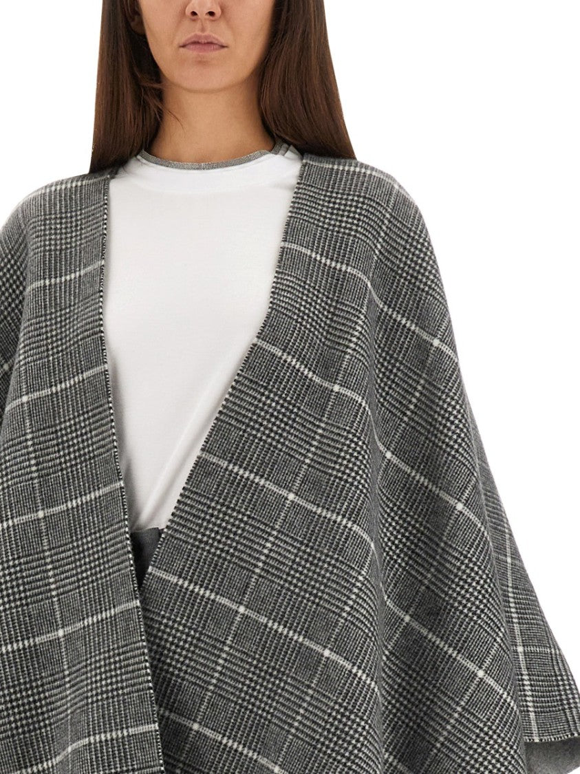 Brunello Cucinelli Wool Poncho With Bangs