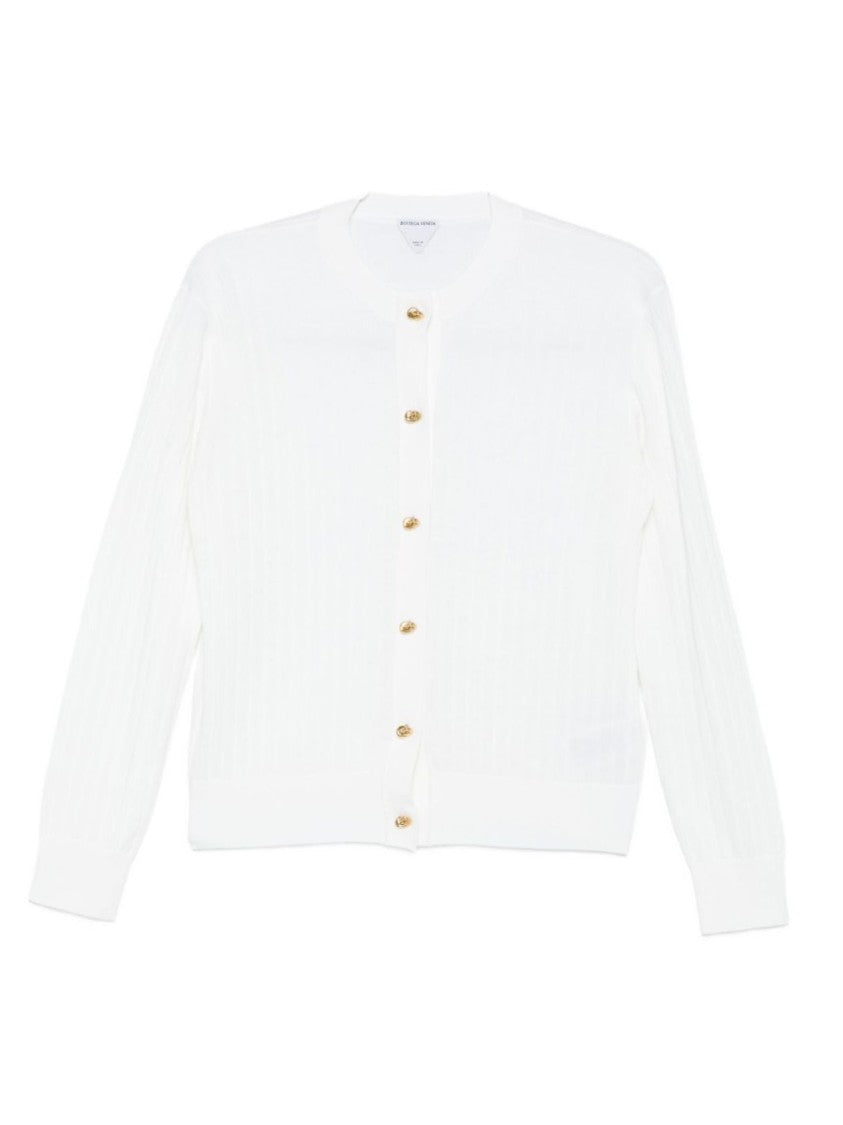 Bottega Veneta Ribbed Wool Cardigan With Gold-Tone Buttons