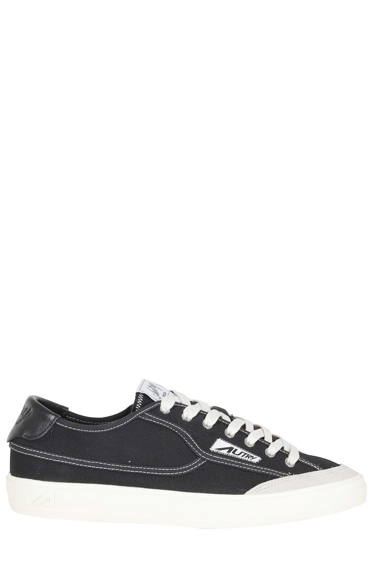 Autry Black Windscape Low Iconic-Logo Canvas Sneakers