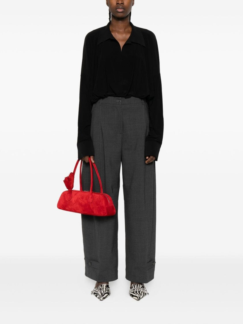 Norma Kamali Black Bodysuit With Deep V-Neckline