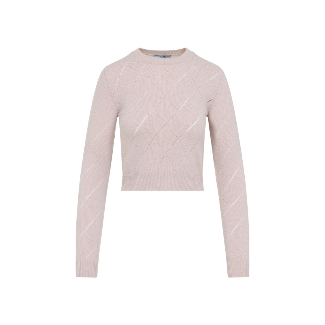 Prada Cropped Cashmere Sweater With Subtle Diamond Pattern
