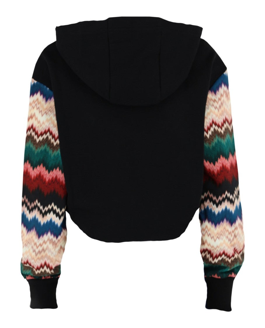 M Missoni Chevron Printed Cropped Hoodie