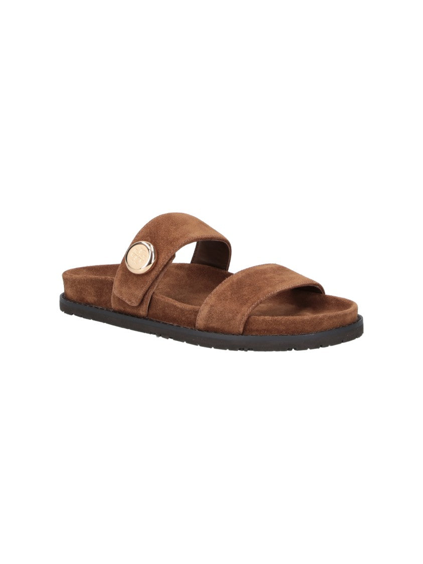 Tory Burch Brown Romy Suede Open-Toe Sandals