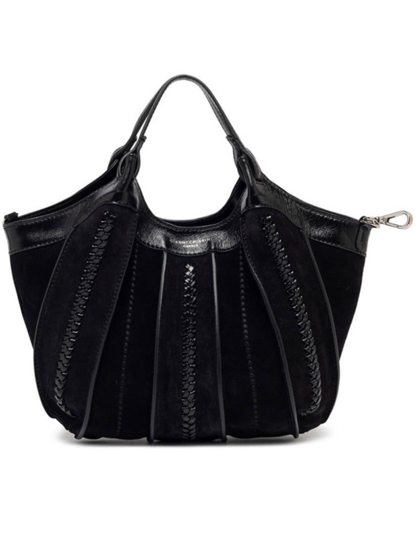 Gianni Chiarini Rounded Pleated Black Handbag With Dual Handles