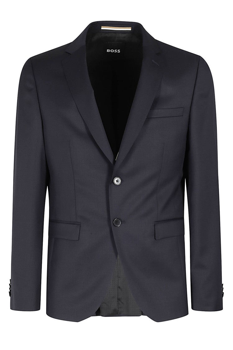 Boss Notched Lapel Padded Shoulder Jacket With Eyelet Design