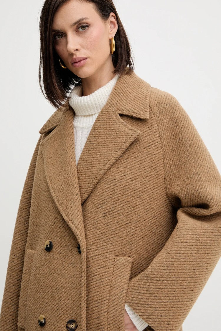 Max Mara Classic Mid-Length Camel Coat With Double-Breasted Design