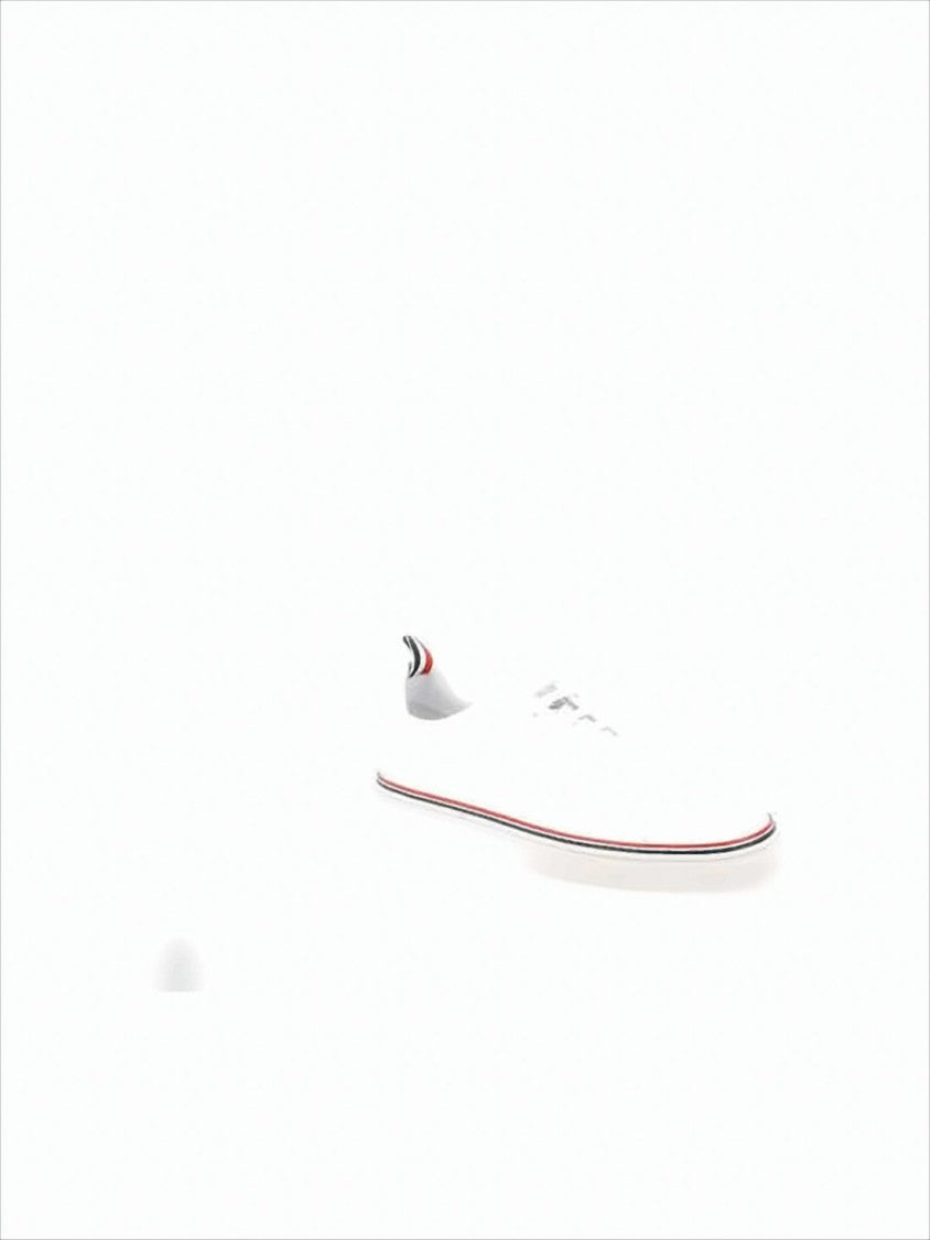 Thom Browne Low-Top Calf Leather Sneakers With Stripe Accents