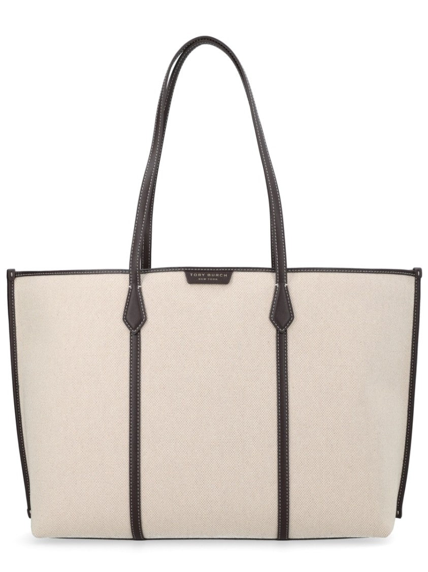 Tory Burch Beige Perry Textured Fabric Tote Bag