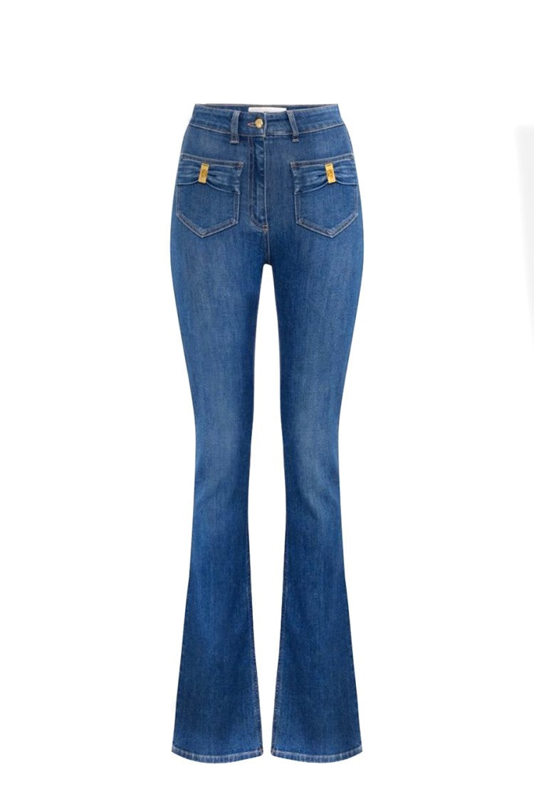 Elisabetta Franchi Flared High-Waisted Denim Jeans