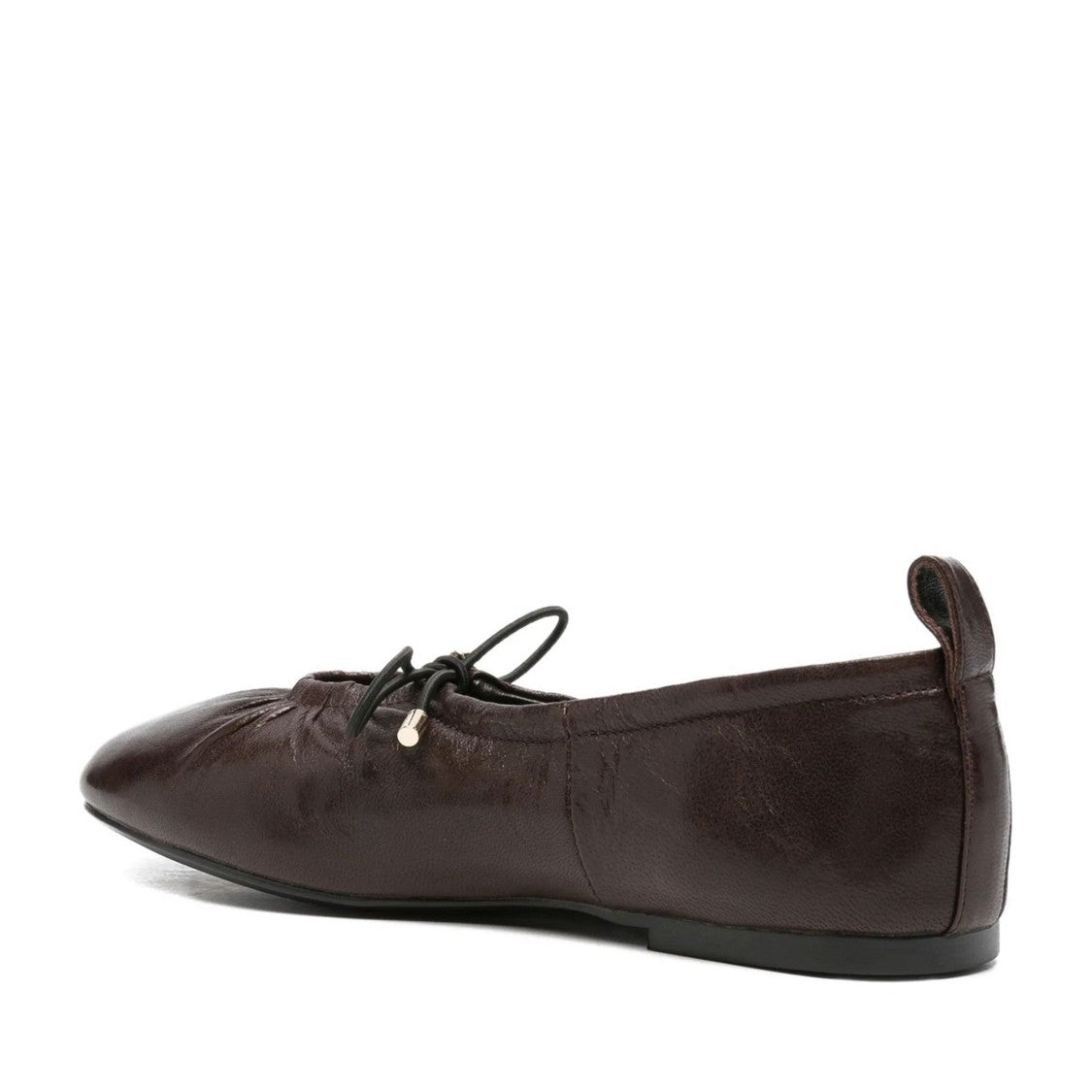 Adrianna Feretti Brown Gathered Bow Accent Leather Flats