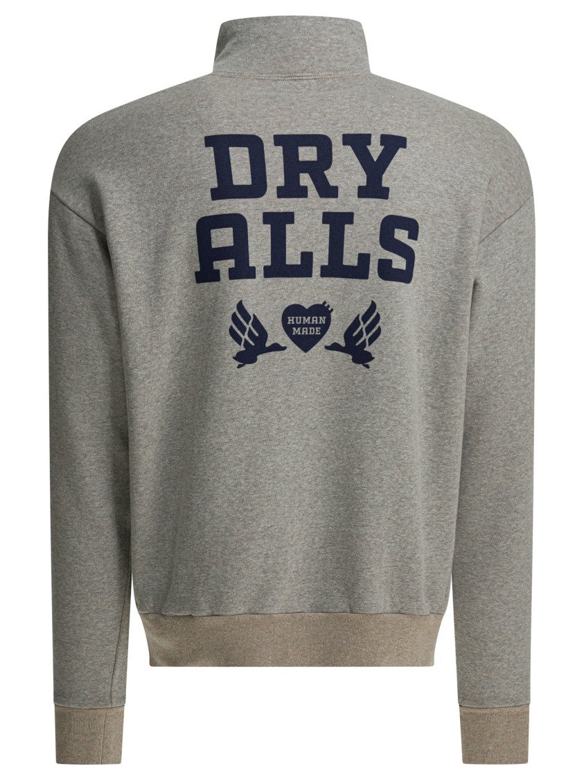 Human Made Half-Zip Heathered Sweatshirt With Contrasting Ribbed Trim