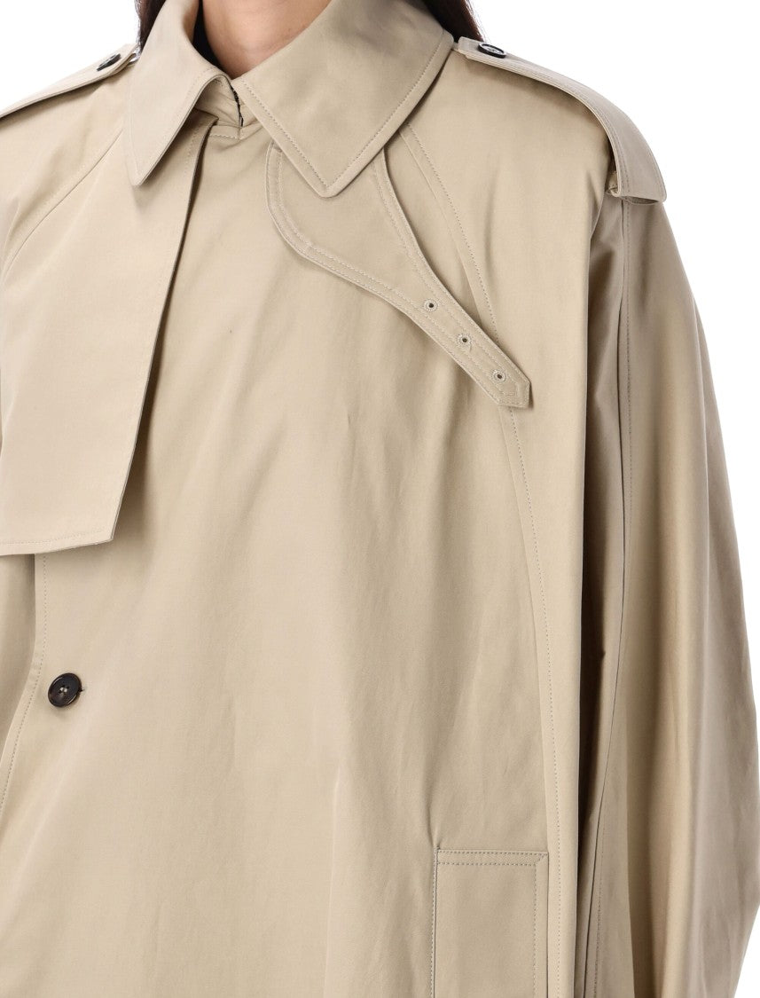 Saint Laurent Cotton Twill Cape Trench Coat