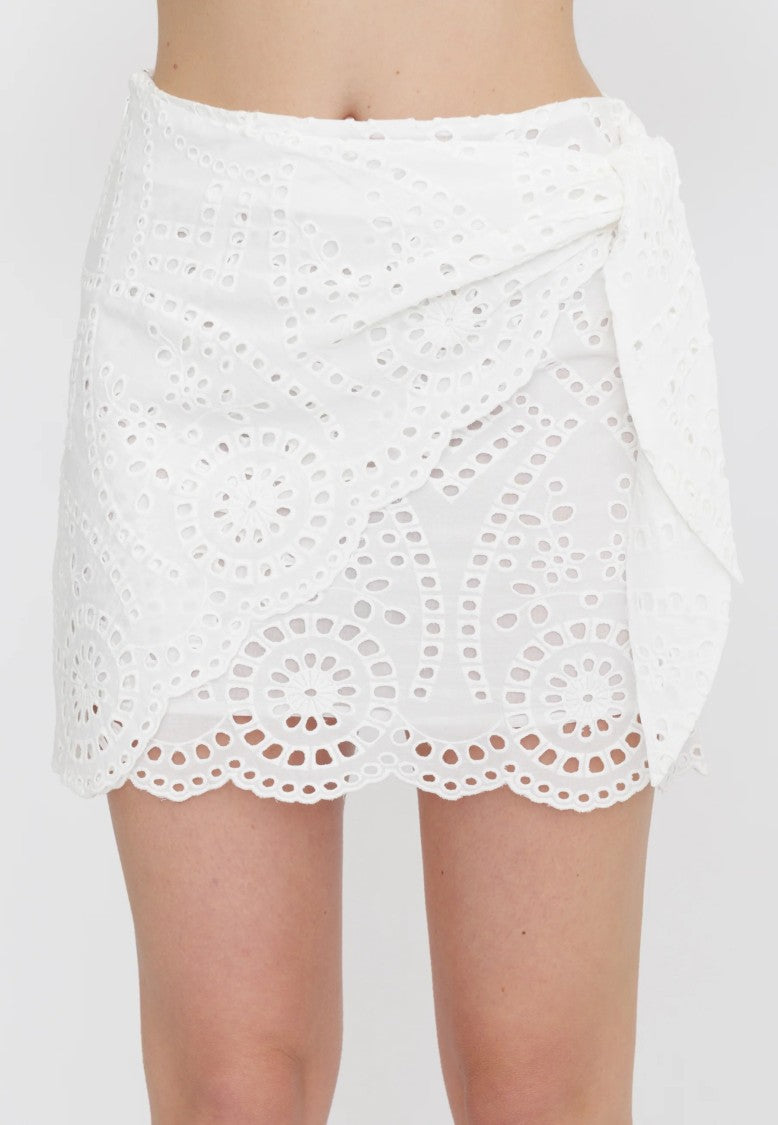Mc2 Saint Barth Wrap-Style Eyelet Lace Mini Skirt
