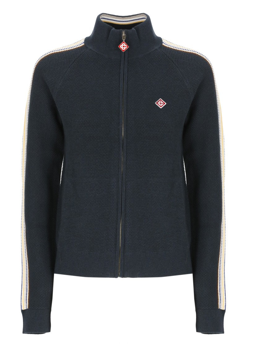 Casablanca Blue Cafe Culture High Neck Zip Sweatshirt