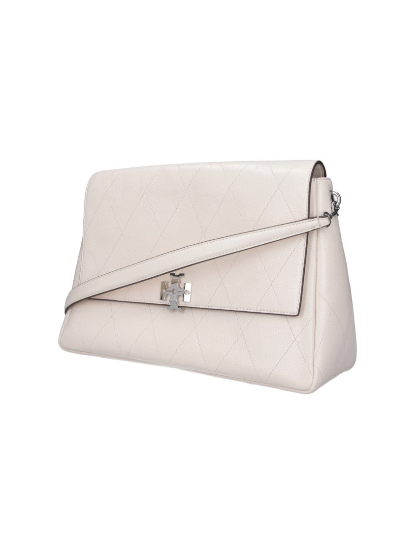 Tory Burch Cream Charlie Quilted Leather Shoulder Bag