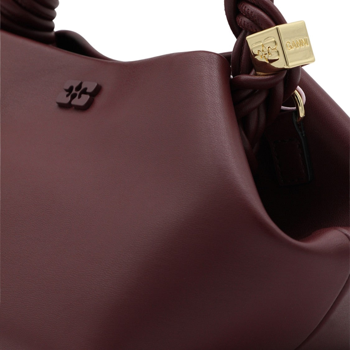 Ganni Geometric Purple Handbag With Twisted Handle