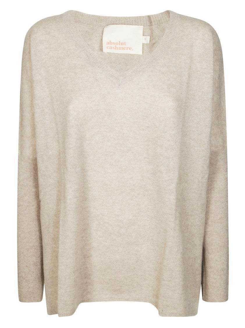 Absolut Cashmere V-Neck Over Glove Sleeve