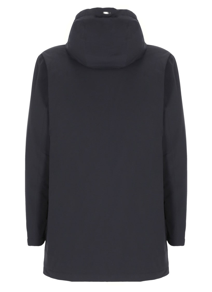 Herno Dark Blue Padded Parka With Adjustable Hood And Functional Design
