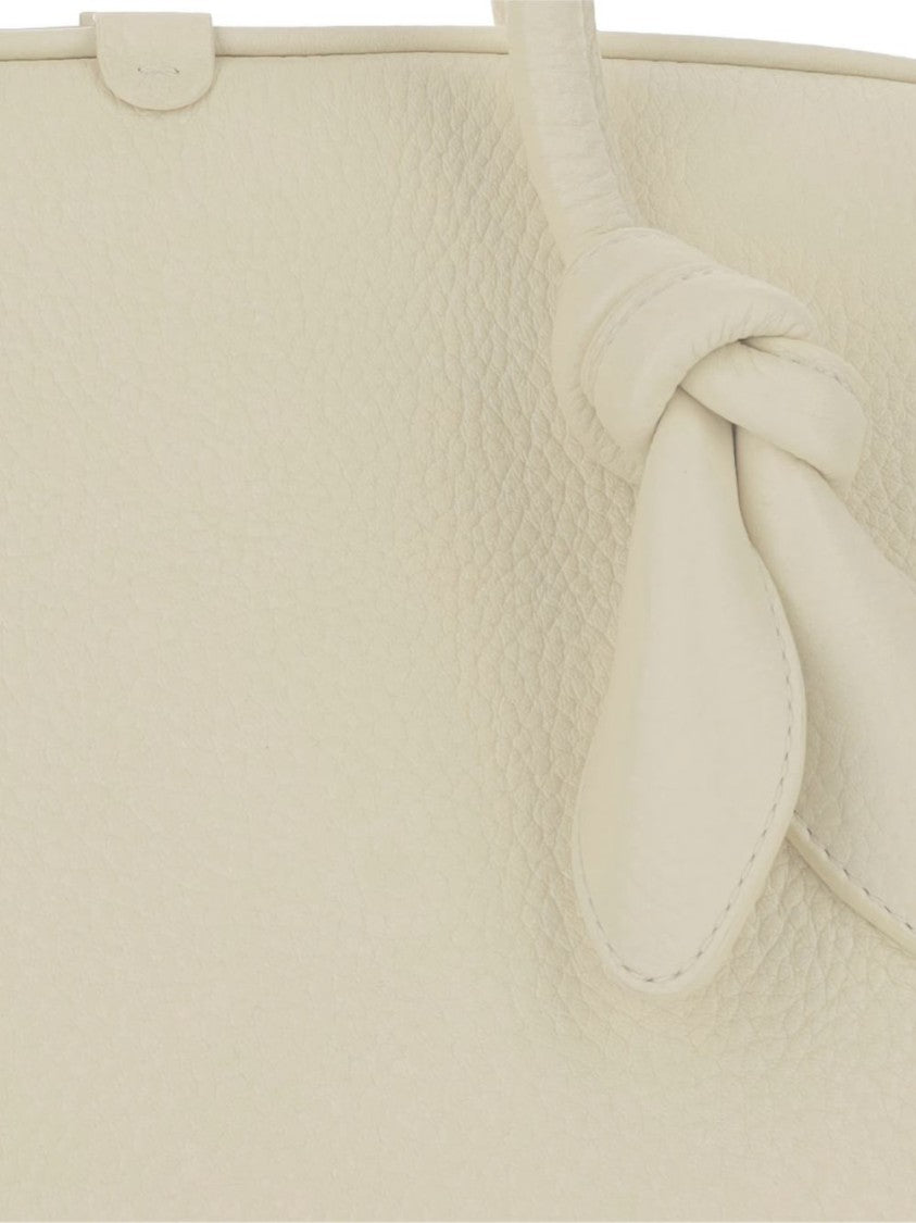 Jacquemus Ivory Leather Knot Detail Zip Bag