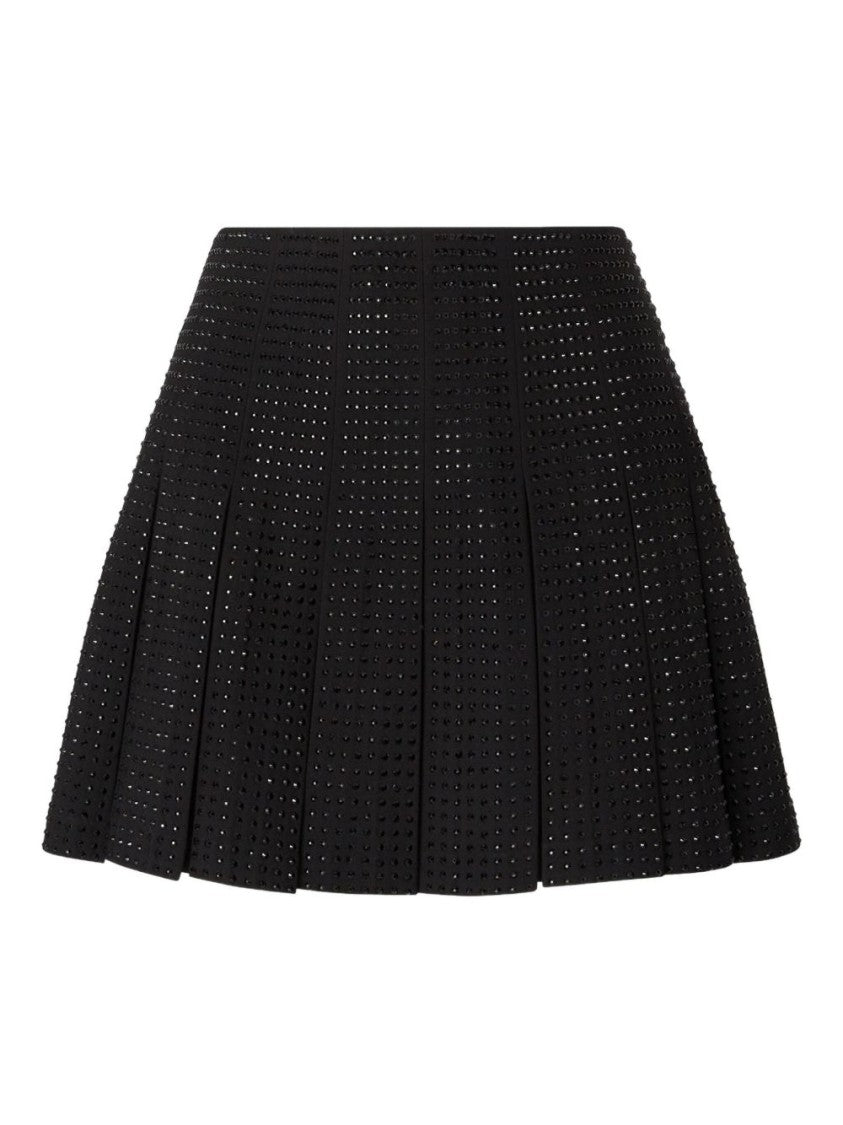 Pinko Flared Pleated Mini Skirt With Perforated Texture