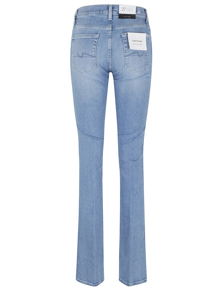 7 For All Mankind Straight Leg Trousers In Soft Cotton Blend