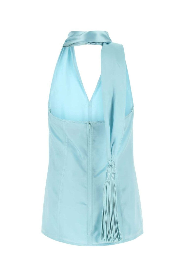 Bottega Veneta Pastel Light-Blue Satin Top