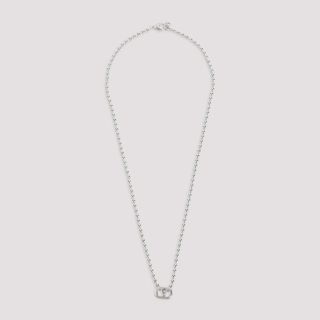Valentino Garavani Palladium Brass Necklace With Vlogo Charm