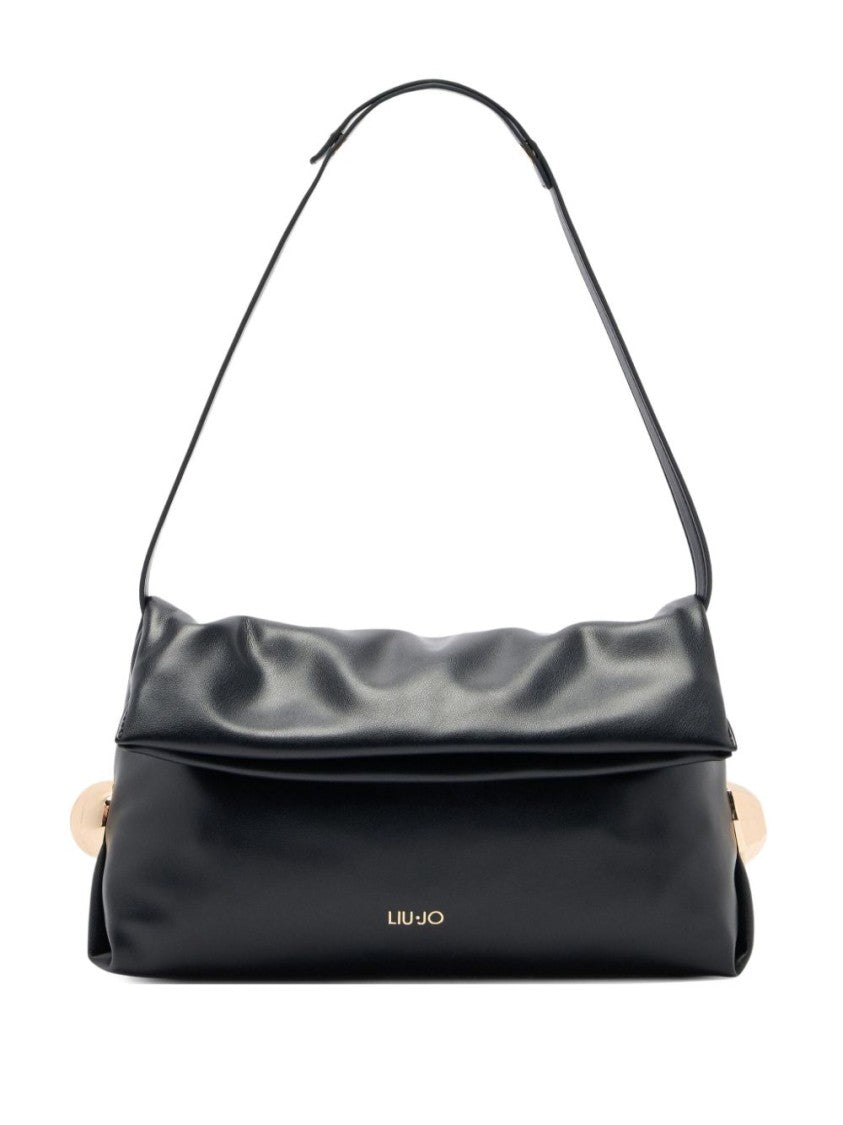 Liu Jo Black Clutch With Sophisticated Ruched Texture