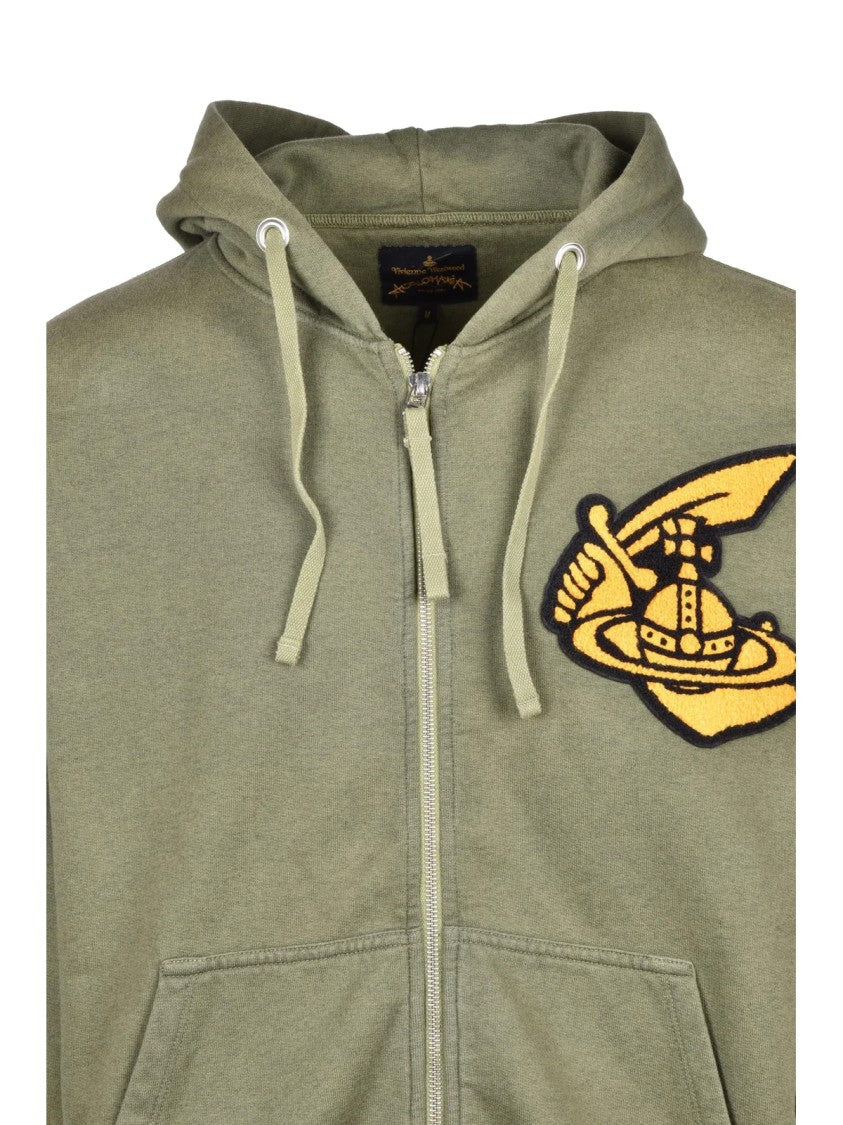 Vivienne Westwood Anglomania Zip Sweatshirt With Hood And Embroidered Motif