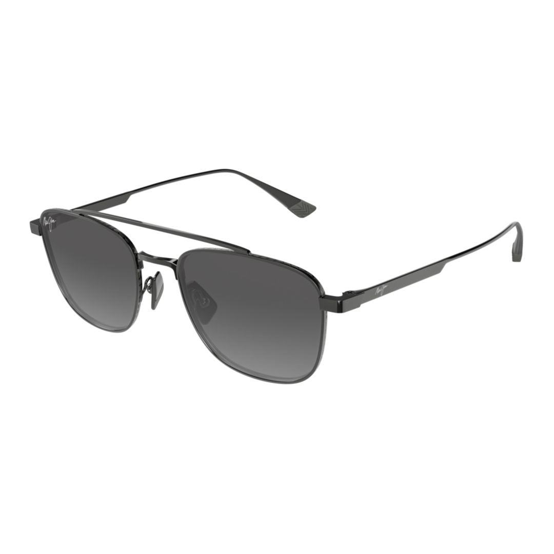 Maui Jim Kahana Rectangular Metal Frame Sunglasses With Double Bridge Design
