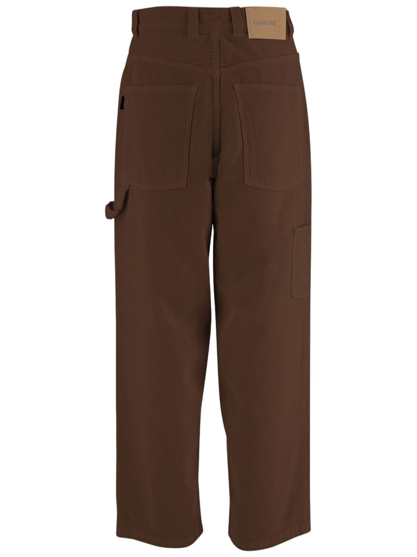 Haikure Ribbed Cotton Velvet Pants With Multi-Pocket Design