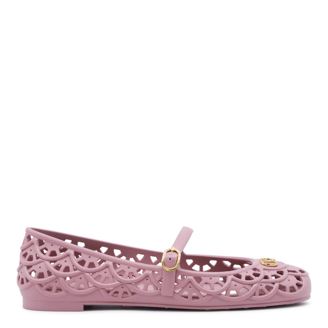 Valentino Garavani Delicate Scalloped Flat Shoes With Gold Accents