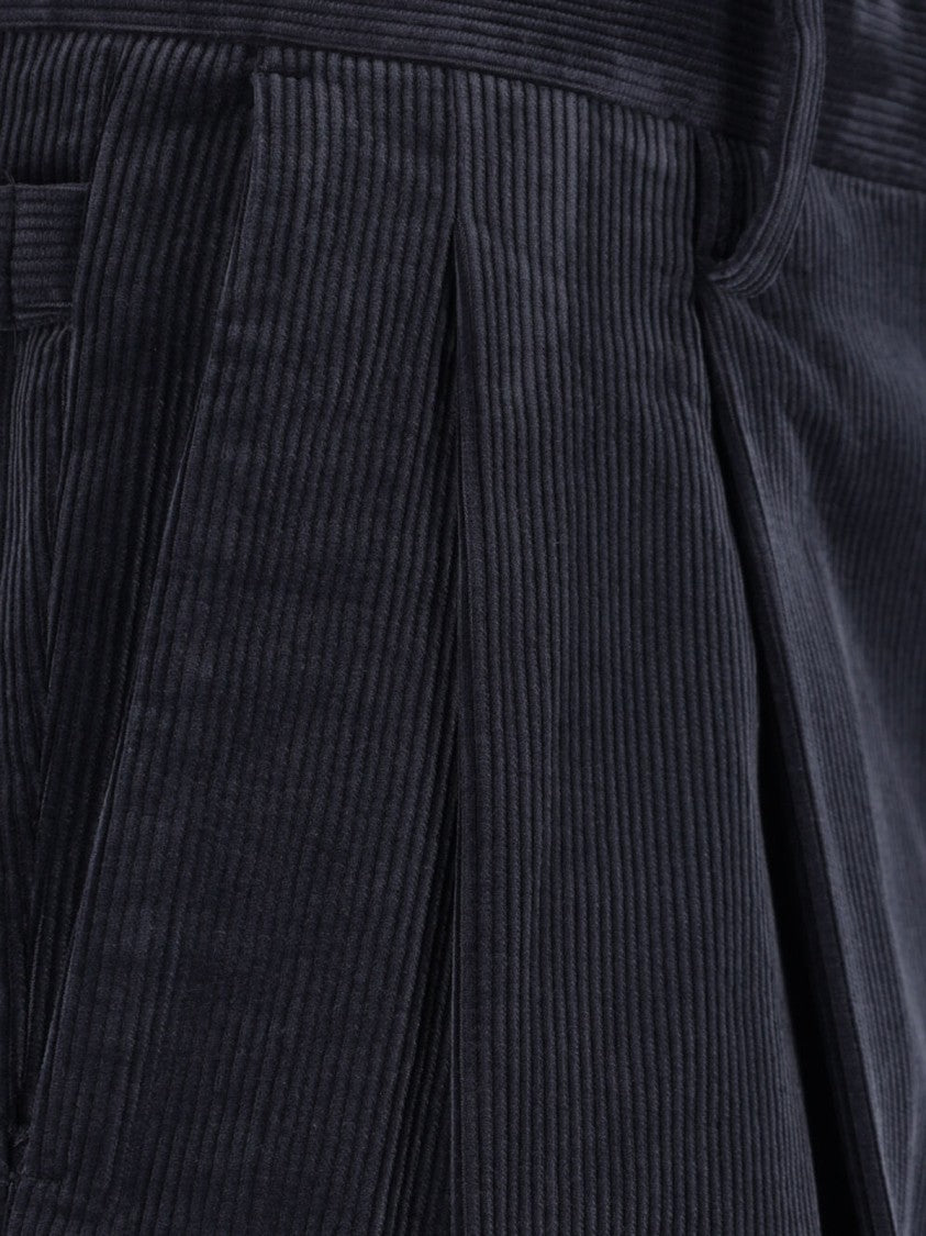 Kaptain Sunshine Blue Pleated Mid-Rise Corduroy Trousers