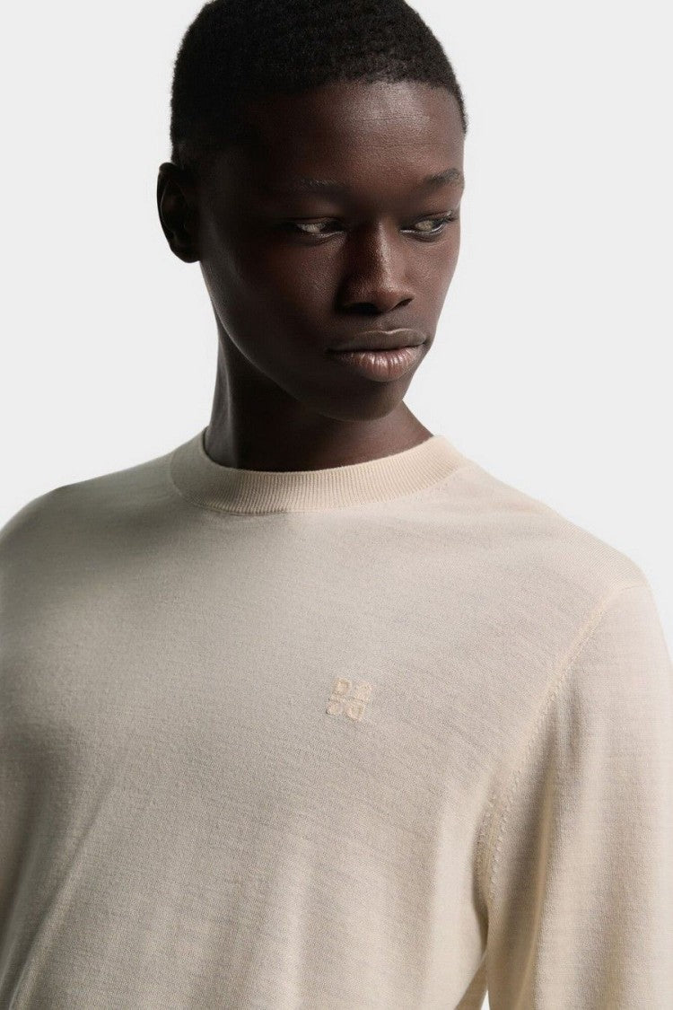 Dsquared2 Beige Wool Tonal Logo Crewneck Sweater