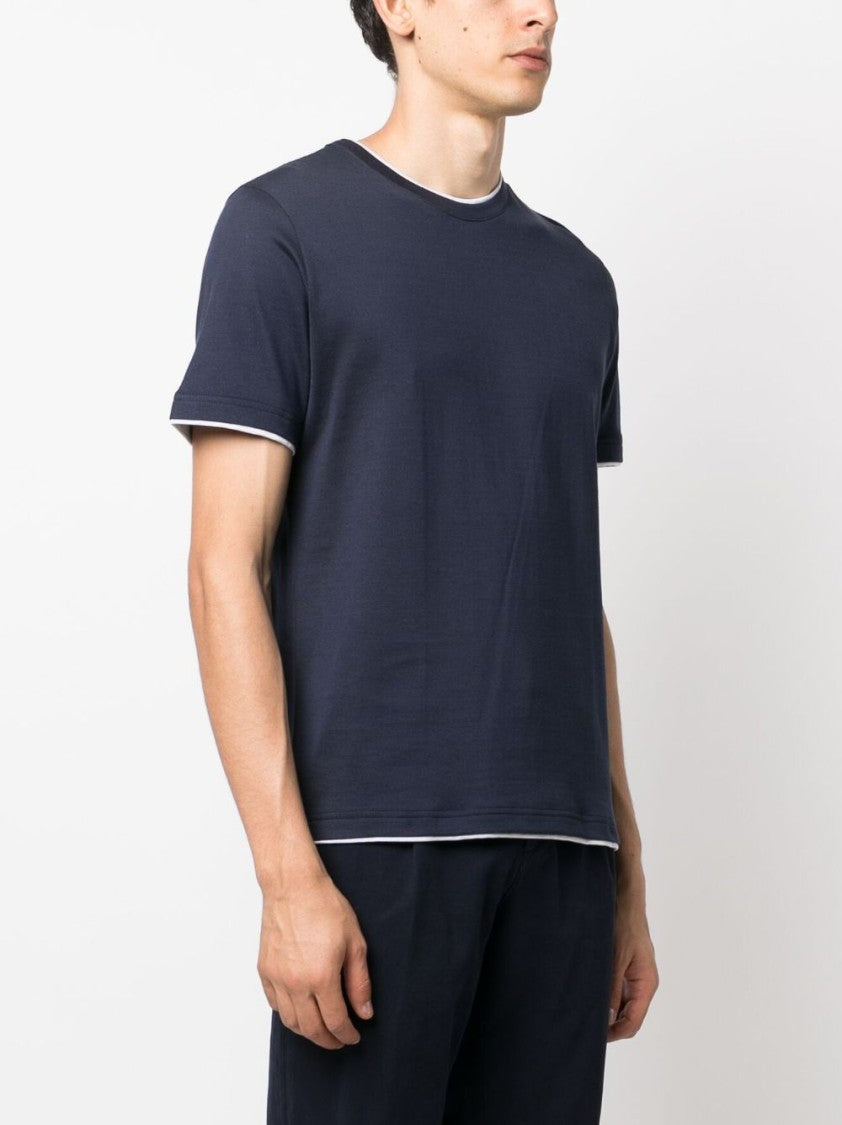 Eleventy Relaxed-Fit T-Shirt With Contrasting Trim