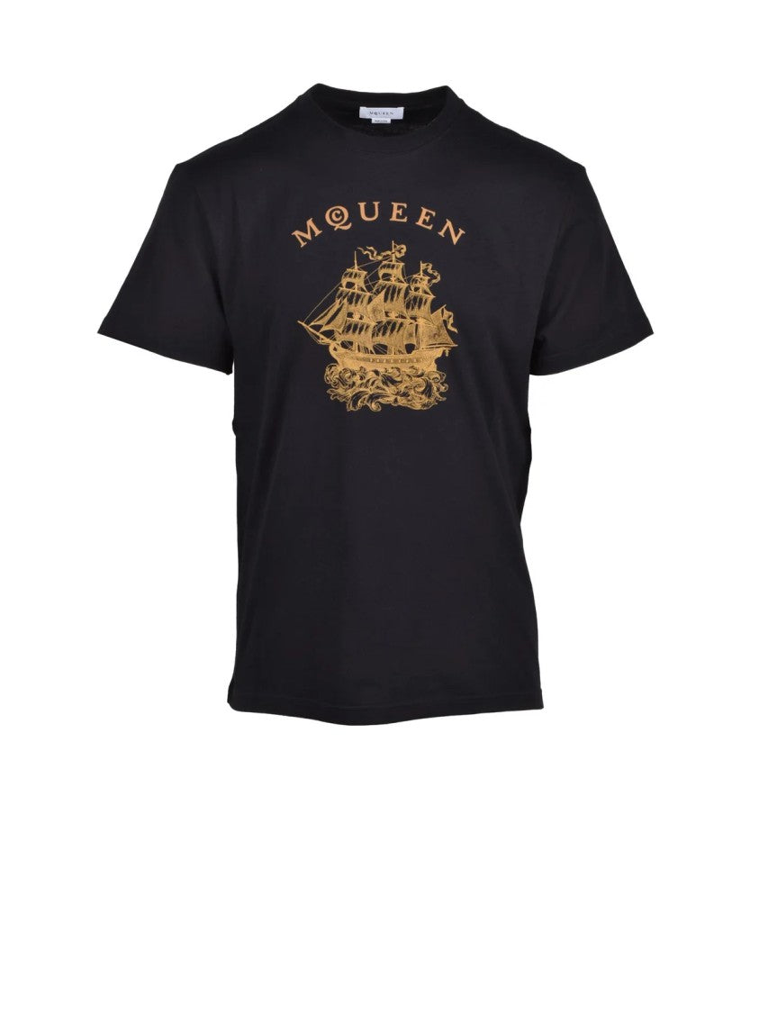 Alexander Mcqueen Black Cotton Logo T-Shirt